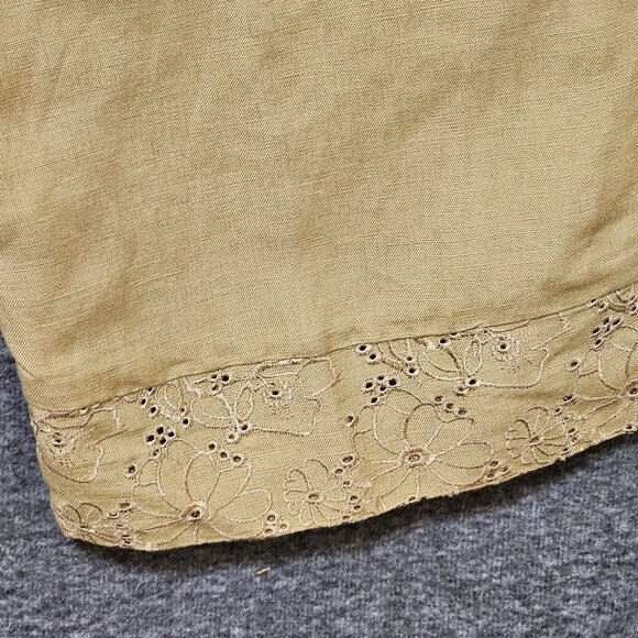 Kenar Pants Womens Sz 16 Linen Blend‎ Brown Embroidered Floral Wide Leg Side Zip - Picture 14 of 16